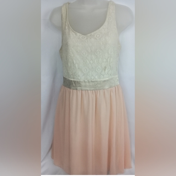 ULTRA PINK Elegant Lace & Chiffon Sleeveless Fit and Flare Party M Dress(#554) - Picture 9 of 10